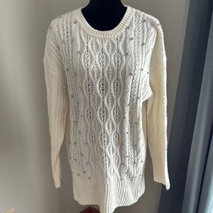 🎈3 for $40🎈NWT White Cable Knit Sweater/sweater dress with gem detail
